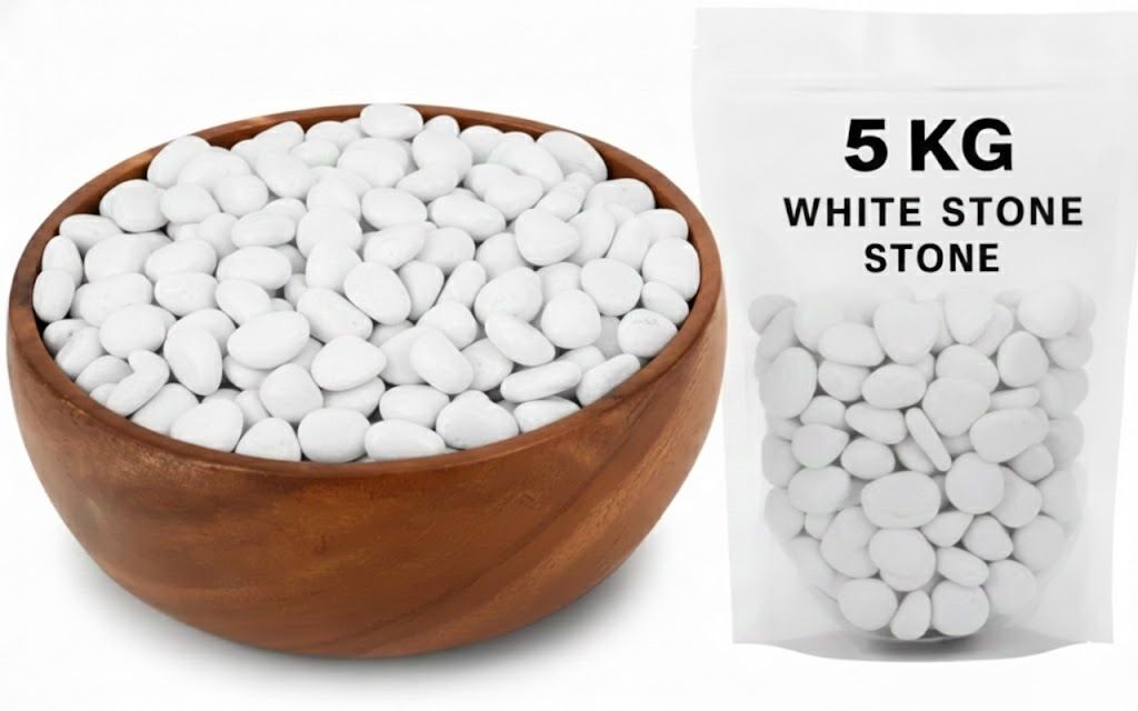 Premium White Stone Pebbles 5 Kg | Aquarium, Garden, Vase & Home Decoration Painted Asymmetrical Marble Stone