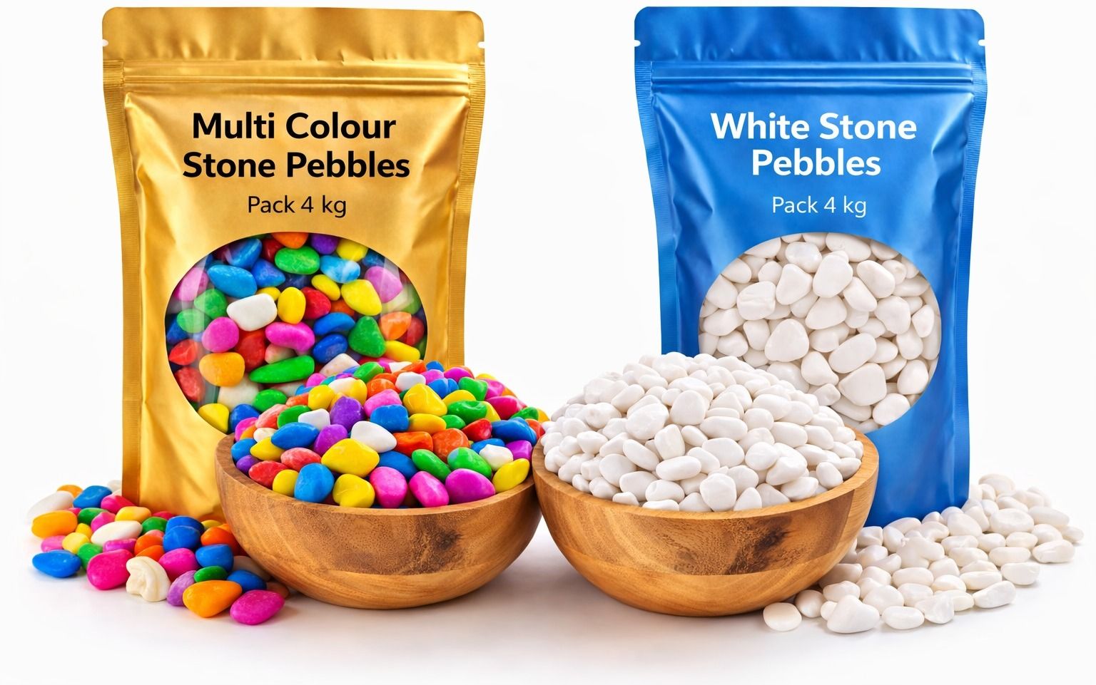 smab Decorative Stone Pebbles 4 KG White & 4 KG Multi Colour Stones Polished Asymmetrical Granite, Marble, Rock Pebbles-picture-38