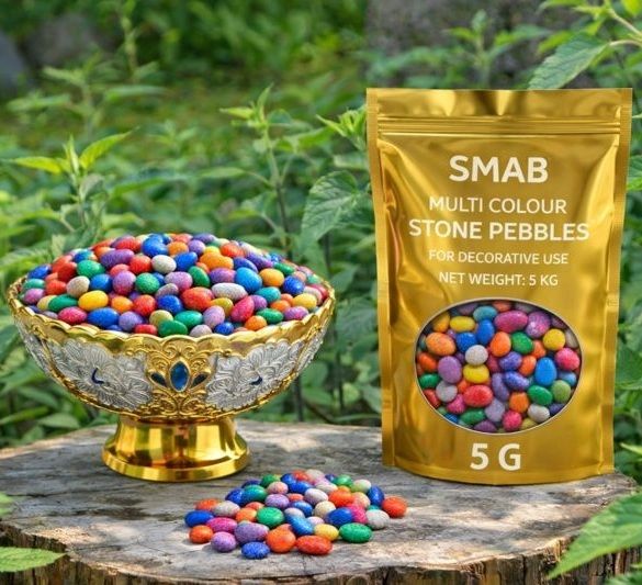 Multi Colour Decorative Stone Pebbles 5 Kg | Aquarium, Vase & Home Decoration Polished Asymmetrical Marble Stone-image-35