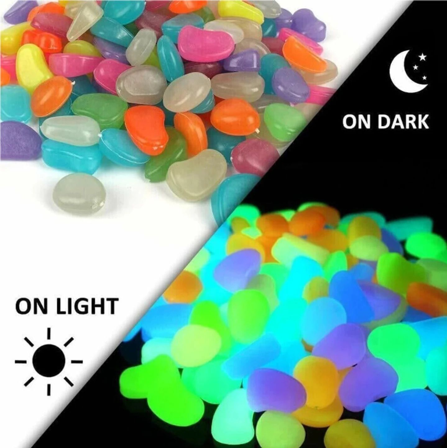 Glow in The Dark Stone 200 PCS Luminous Pebbles Glowing Stone for Garden Polished Angular Plastic Stone-image-40
