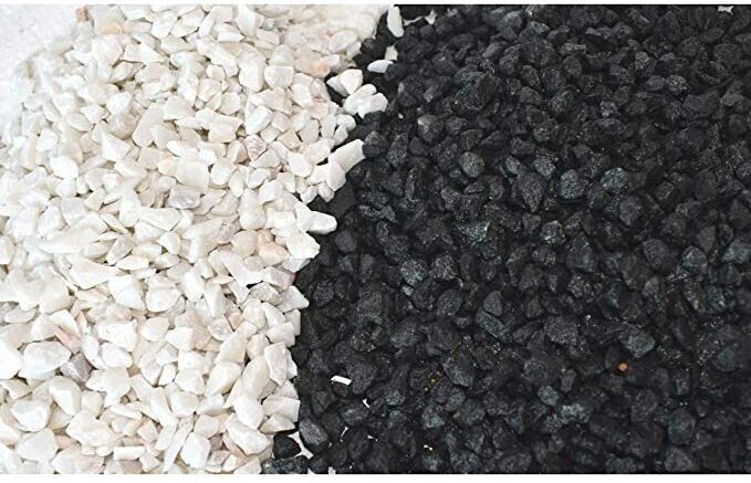 Decorative Small Size Polished Marble Stone Pebbles For Plant Pots Vase Fillers Aquarium Home Decor Garden Decoration, Black & White Polished, Engraved Angular, Asymmetrical Granite, Marble Stone-image-9