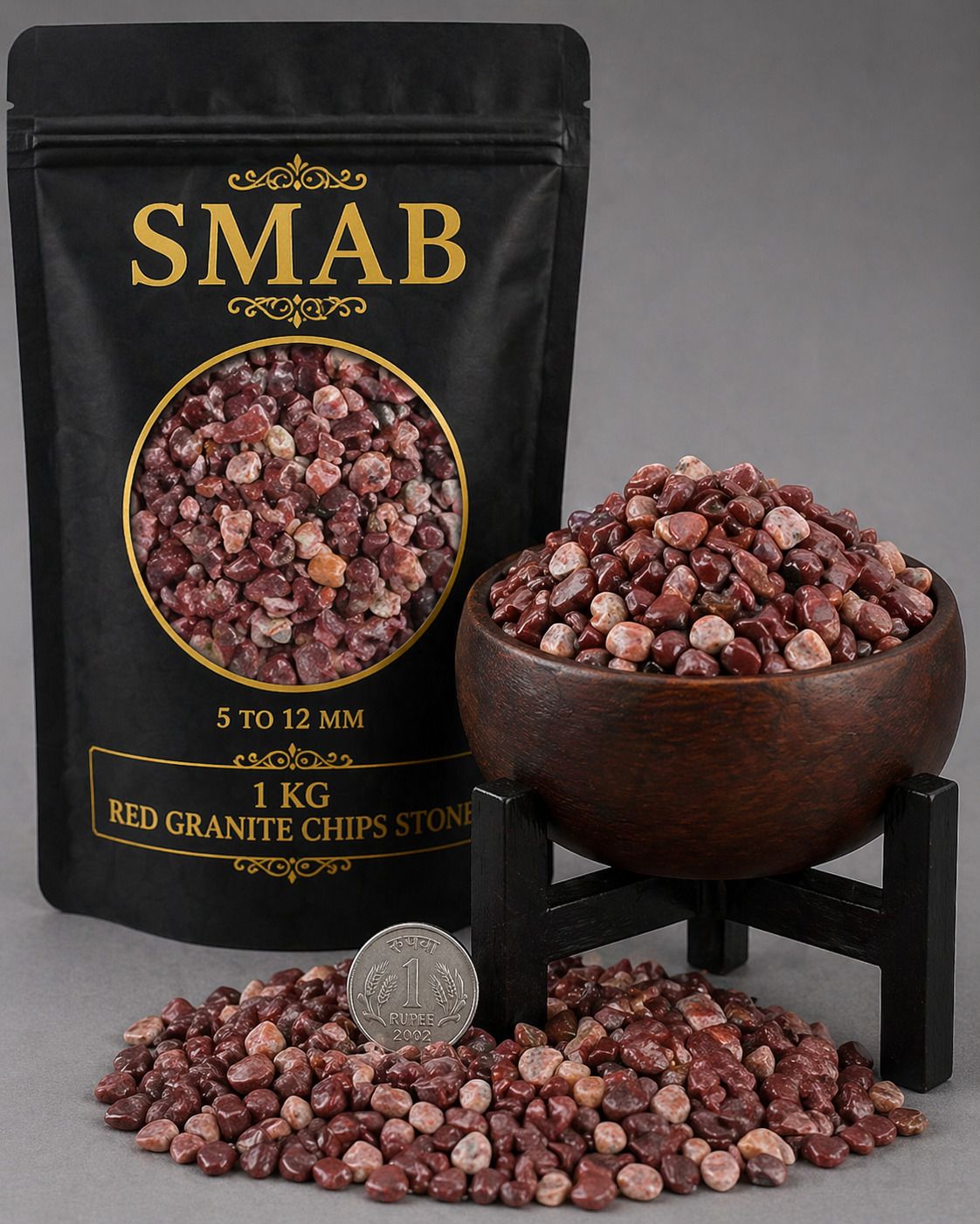 Red Granite Chips Stone 1kg 5-12mm Decorative Pebbles for Garden Decor Regular Angular, Asymmetrical, Oval, Rectangular, Round, Square Granite Stone-image-47