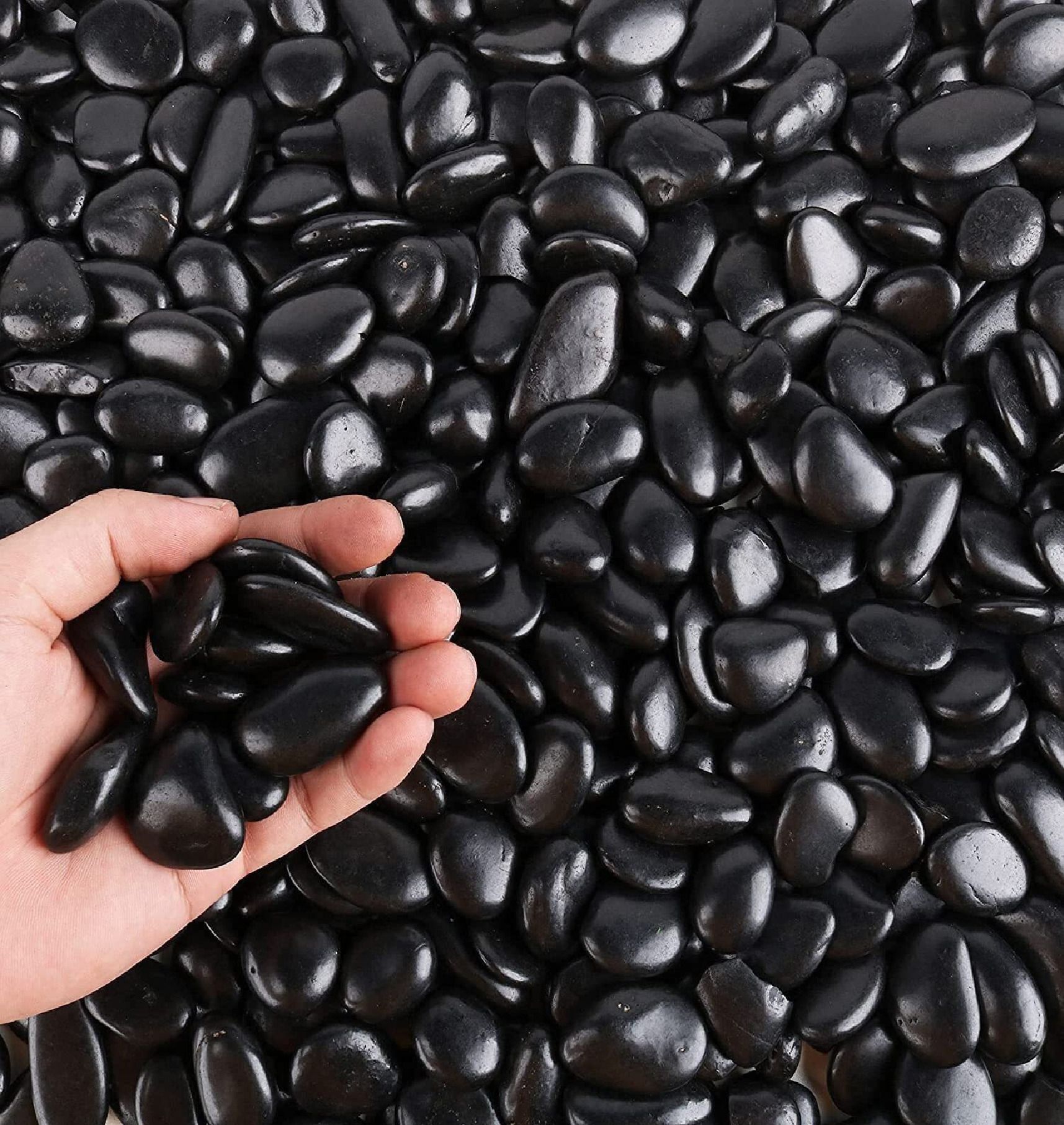 pots & plants Natural Pebbles Stones for Garden Flowerpot Aquarium Decorative (1KG, Black) River Rock Planted Substrate-picture-11