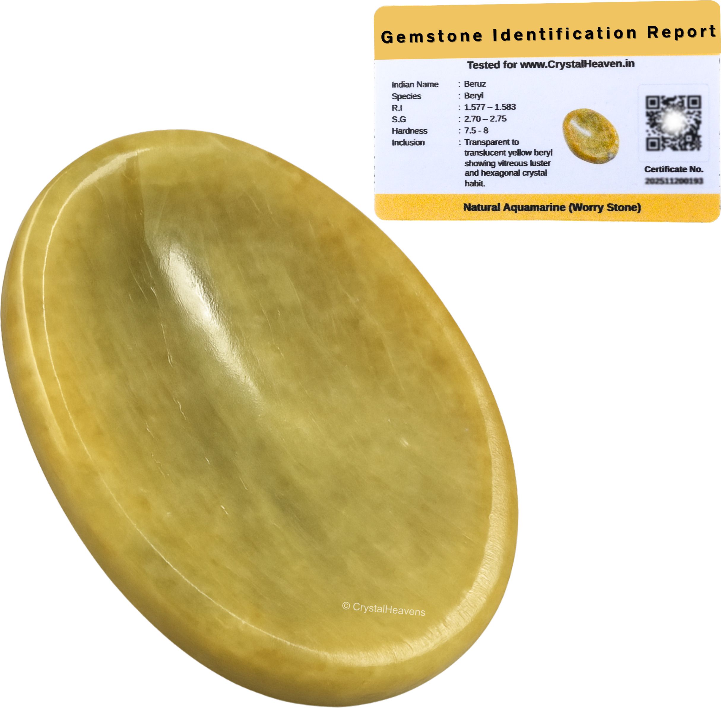 Yellow Aquamarine Crystal Thumb Worry Pebbles Stones For Anxiety Stress Polished Oval Crystal Pebbles-image-28