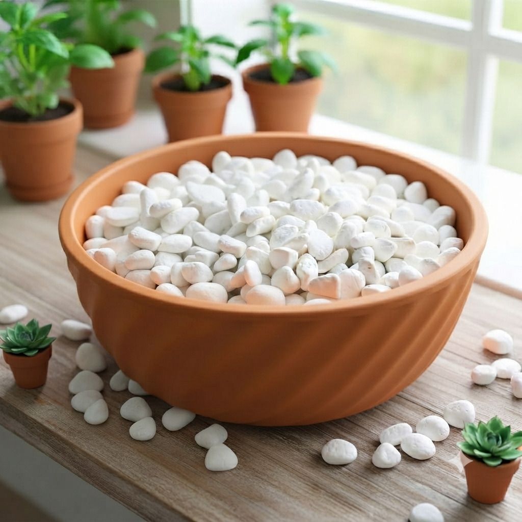 Decorative Polished Stone Pebbles For Home Garden Aquarium Vase (White, 5 Kg) Polished, Regular Angular, Asymmetrical Marble Stone-image-19