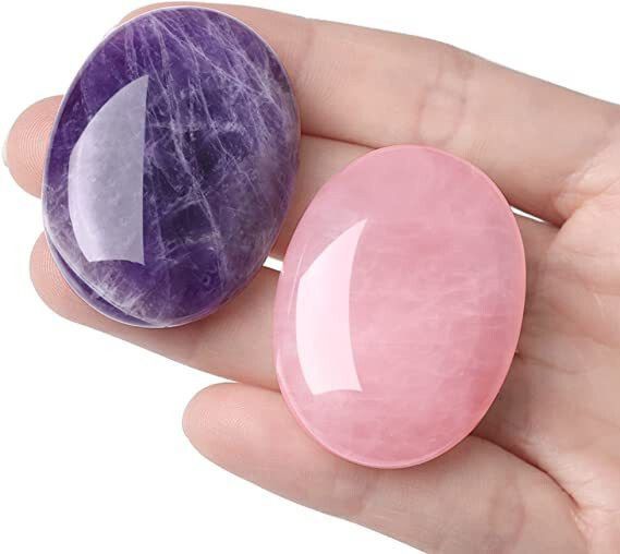 Rose Quartz Amethyst Healing Crystal Palm Stone Crystal Polished Asymmetrical Crystal Pebbles-image-24