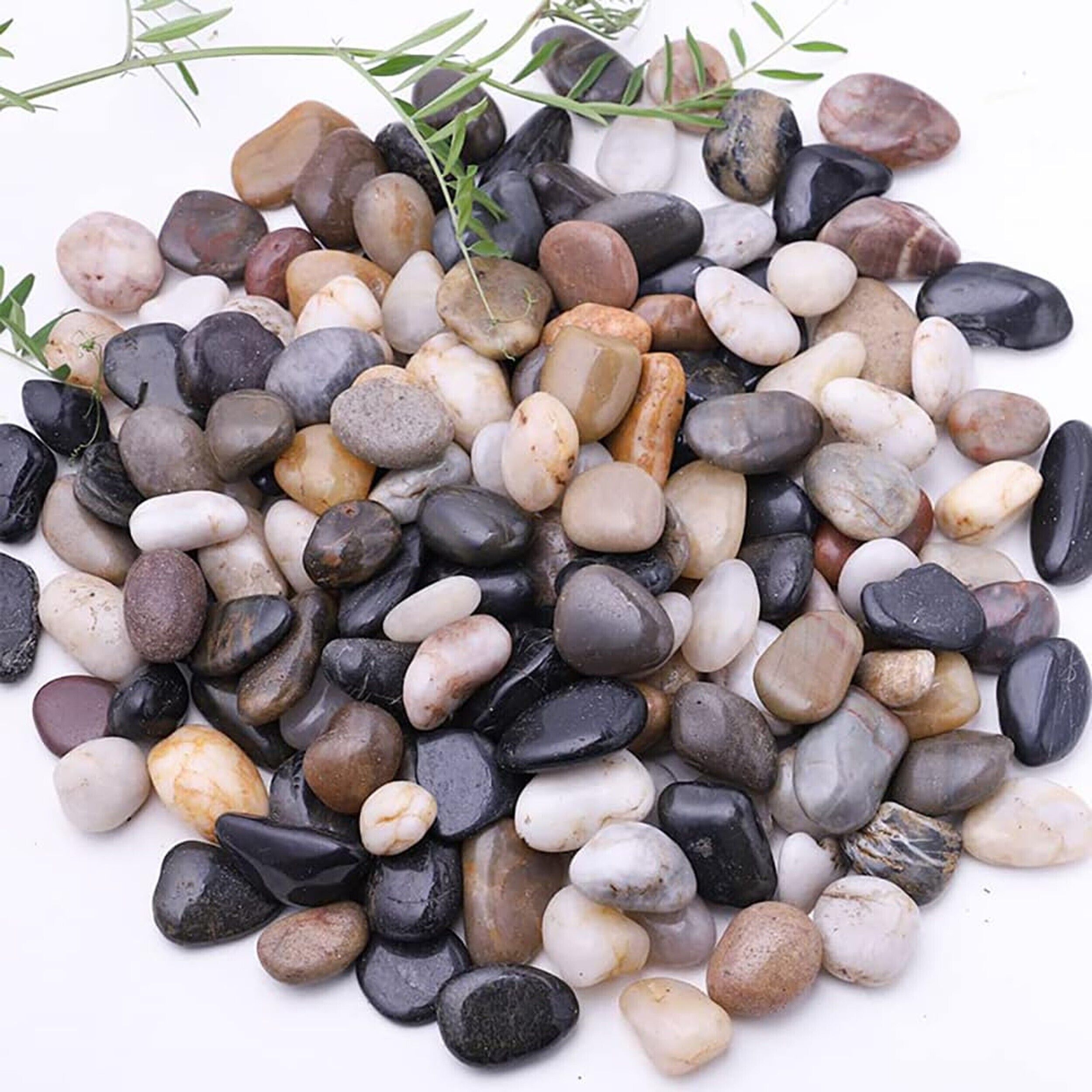 2KG Decorative Polished Mixed Pebbles(10-20mm) – River Rock Stones for Plants Polished Asymmetrical Marble Pebbles