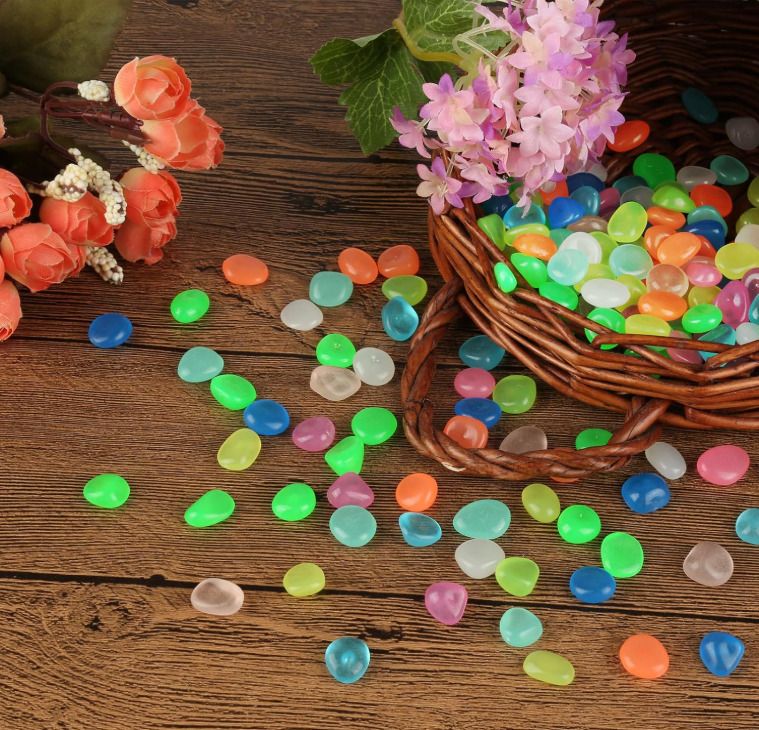 500 Pieces Multicolor Luminous Stones for Vase Filler, Night Glowing Rocks Polished Angular Plastic Pebbles-image-19