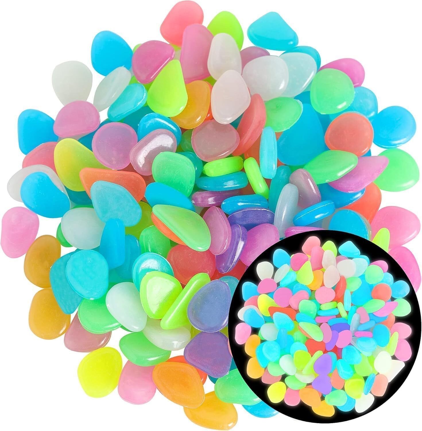 100 PCS Luminous Pebbles Regular Oval, Rectangular, Round, Square Rock Pebbles-image-30