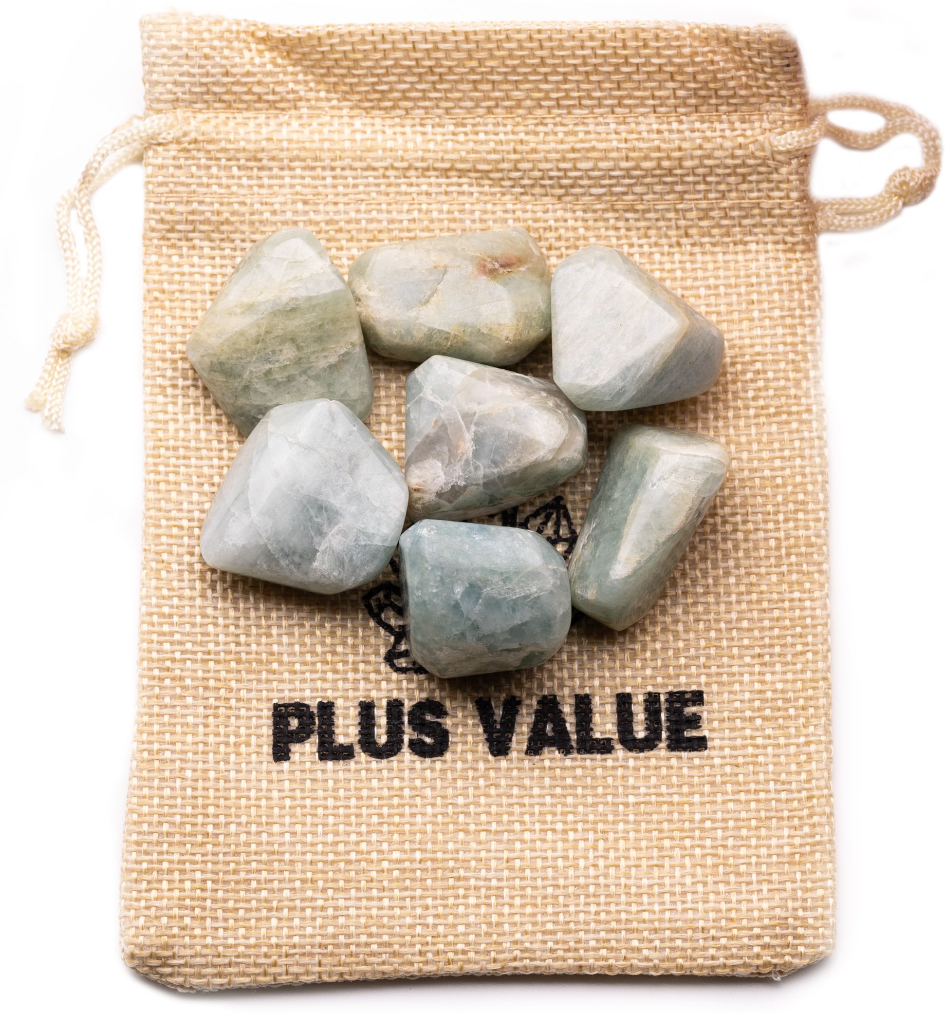 Aquamarine Tumbled Pebbles Stone 100grmas in Jute Bag Regular Asymmetrical Crystal Pebbles-image-20