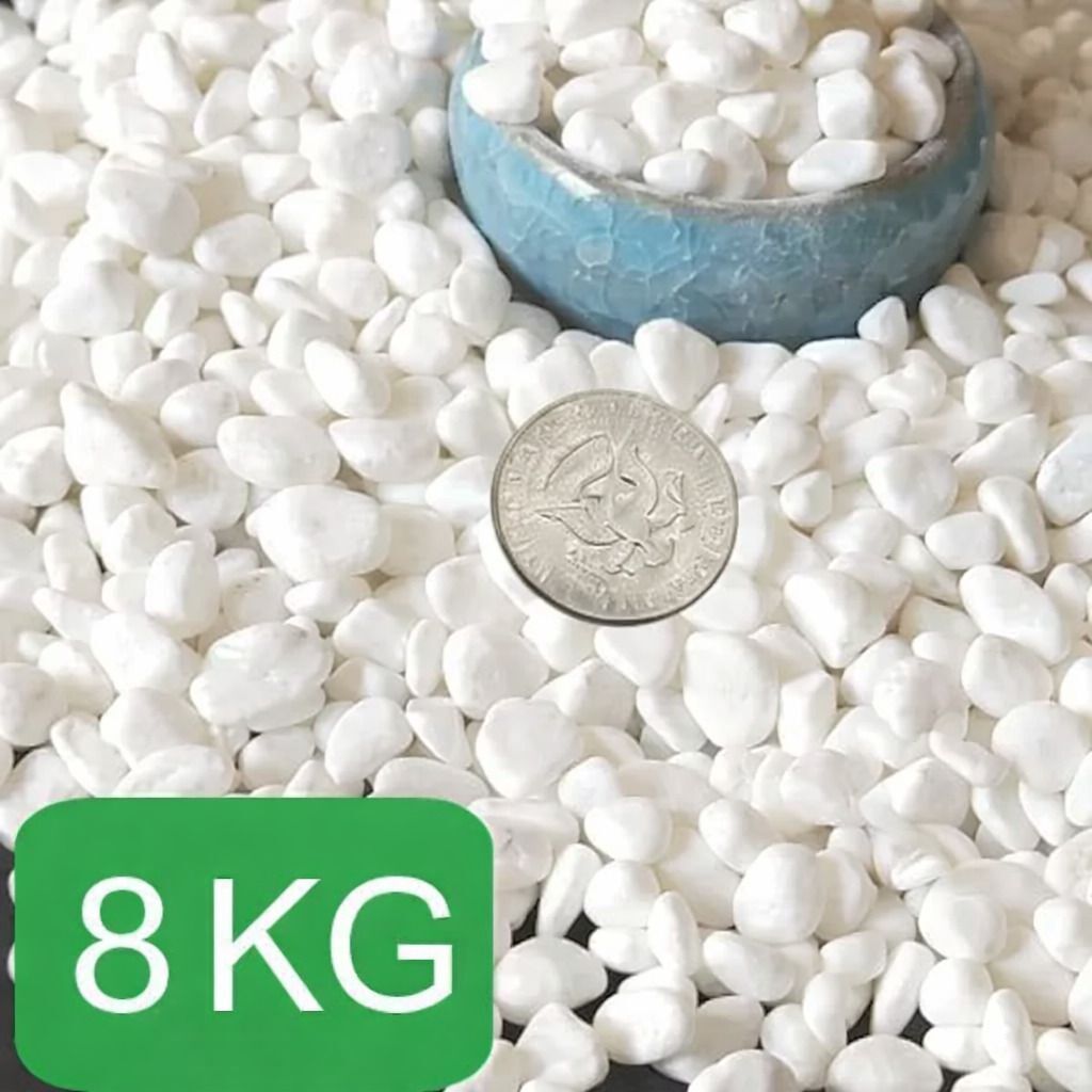 8 KG Polished White Pebble for Aquarium, Plant Pots & Home Garden Decoration Polished Asymmetrical Marble Pebbles-image-16