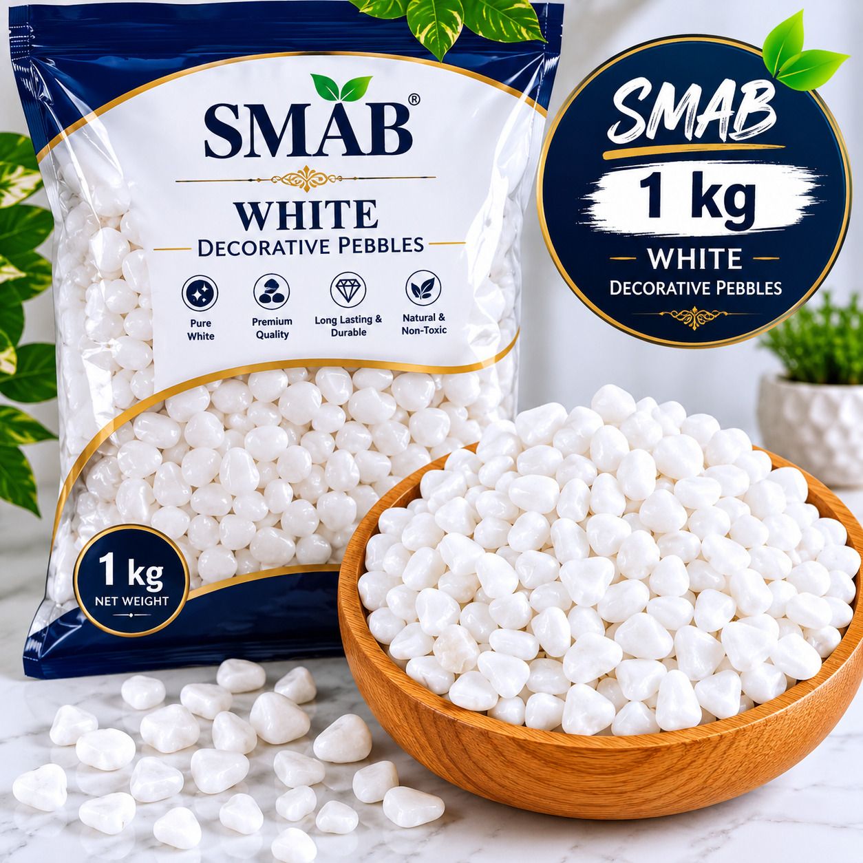 smab | Natural Polished Stones | Premium Non-Toxic Pebbles Polished Asymmetrical Rock, Marble, Granite Pebbles-picture-26
