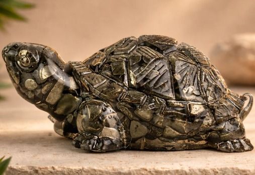Pyrite Crystal Turtle | Ideal For Wealth, Success, Good Luck & Long Term Growt Carved Angular Crystal Stone-image-44