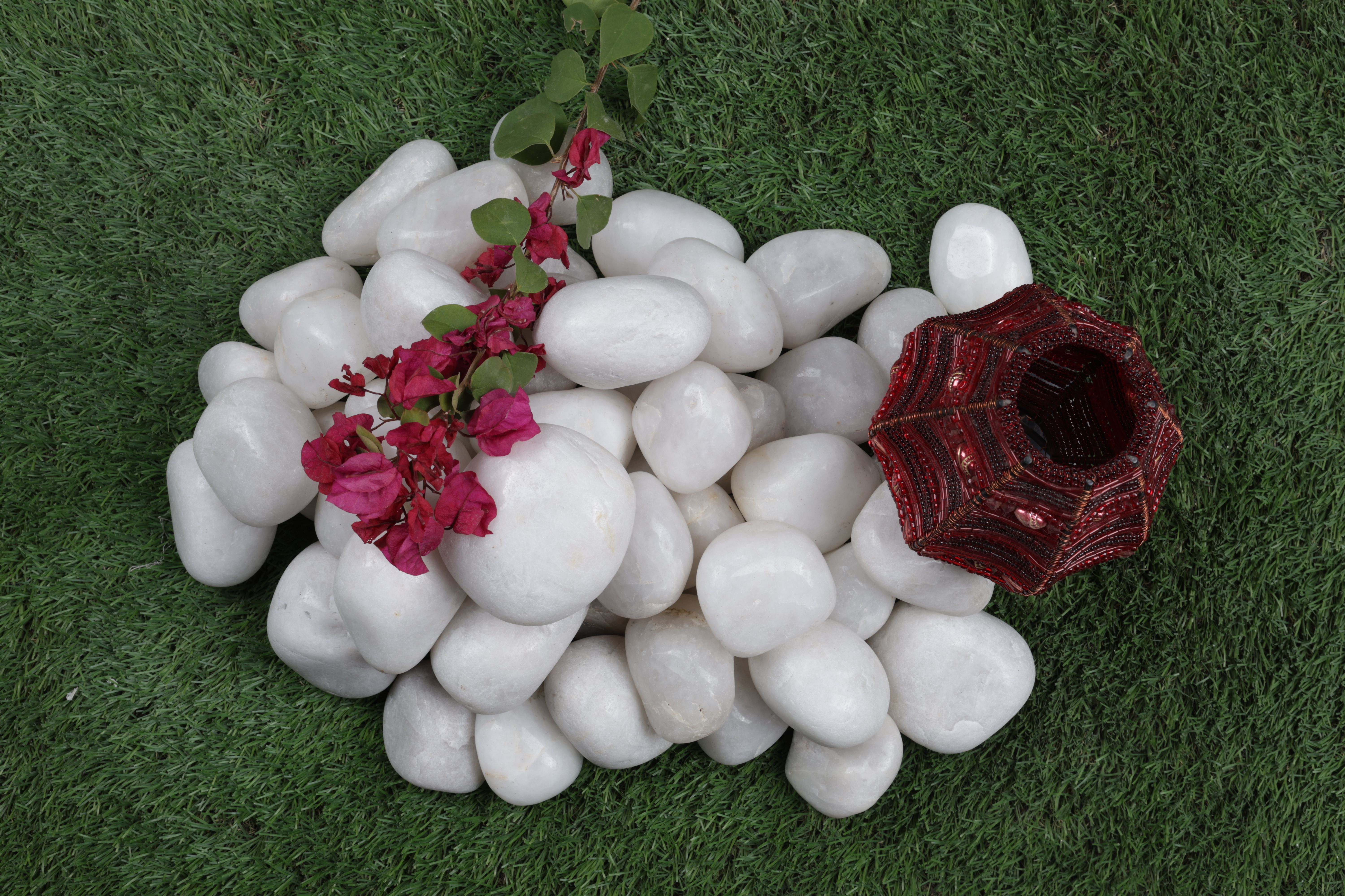 Pearl White Polished Pebbles Polished Asymmetrical Rock Pebbles-image-26