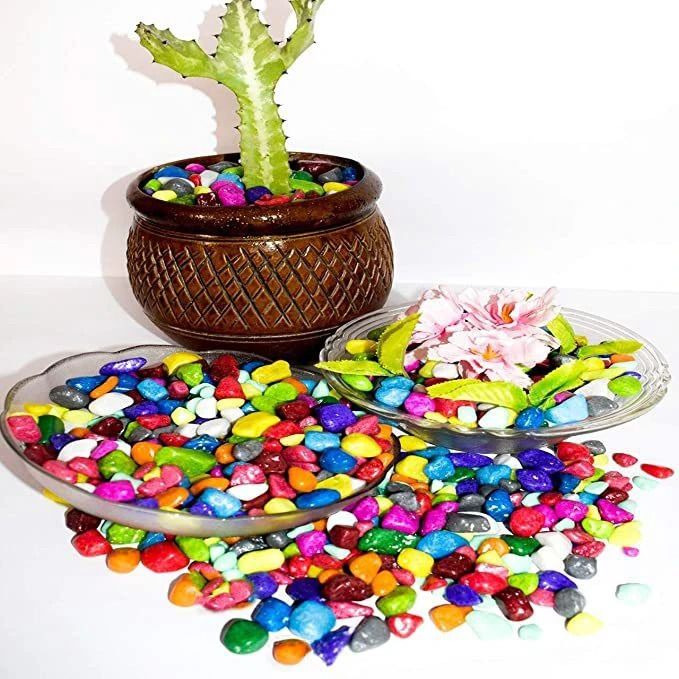 Natural Multicolor Pebbles Gravels for Succulent Plants, Aquariums, Vases, Sidewalk Paving, Pond Bottom Decoration and Top Dressing Painted Asymmetrical Marble Pebbles-image-8