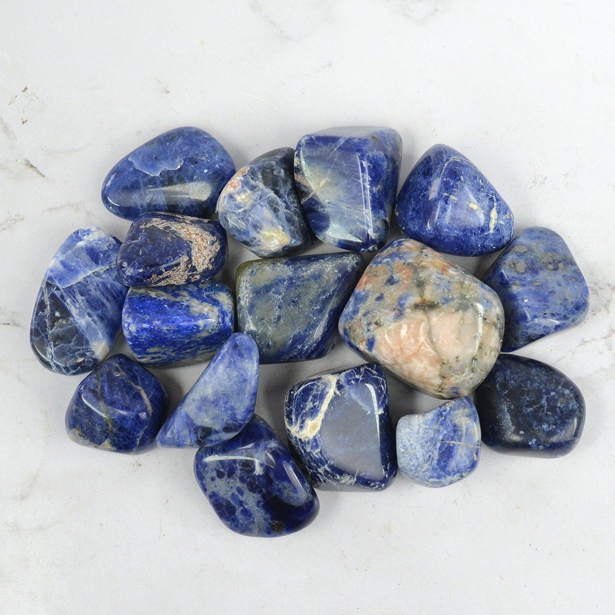 100% Natural Crystal New-130-Sodalite-Tumble-stone-200gm Regular Asymmetrical Crystal Stone-image-26
