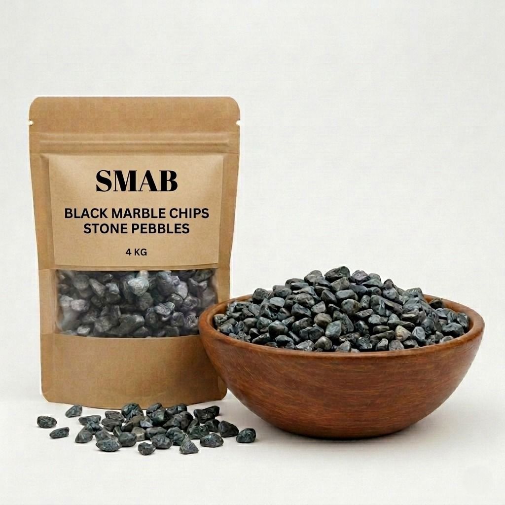 4 Kg Black Marble Chips Pebble Stones for Plants, Aquarium Polished Asymmetrical Granite, Marble, Rock Stone-image-16