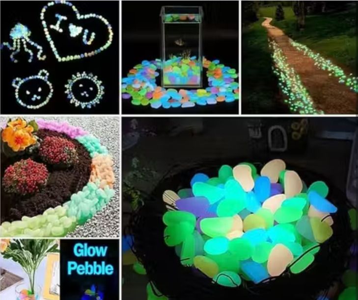 200 Pcs Mixed Colorful Luminous Stones, Decorative Pebbles for Aquarium Fish Polished Angular Plastic Pebbles-image-35