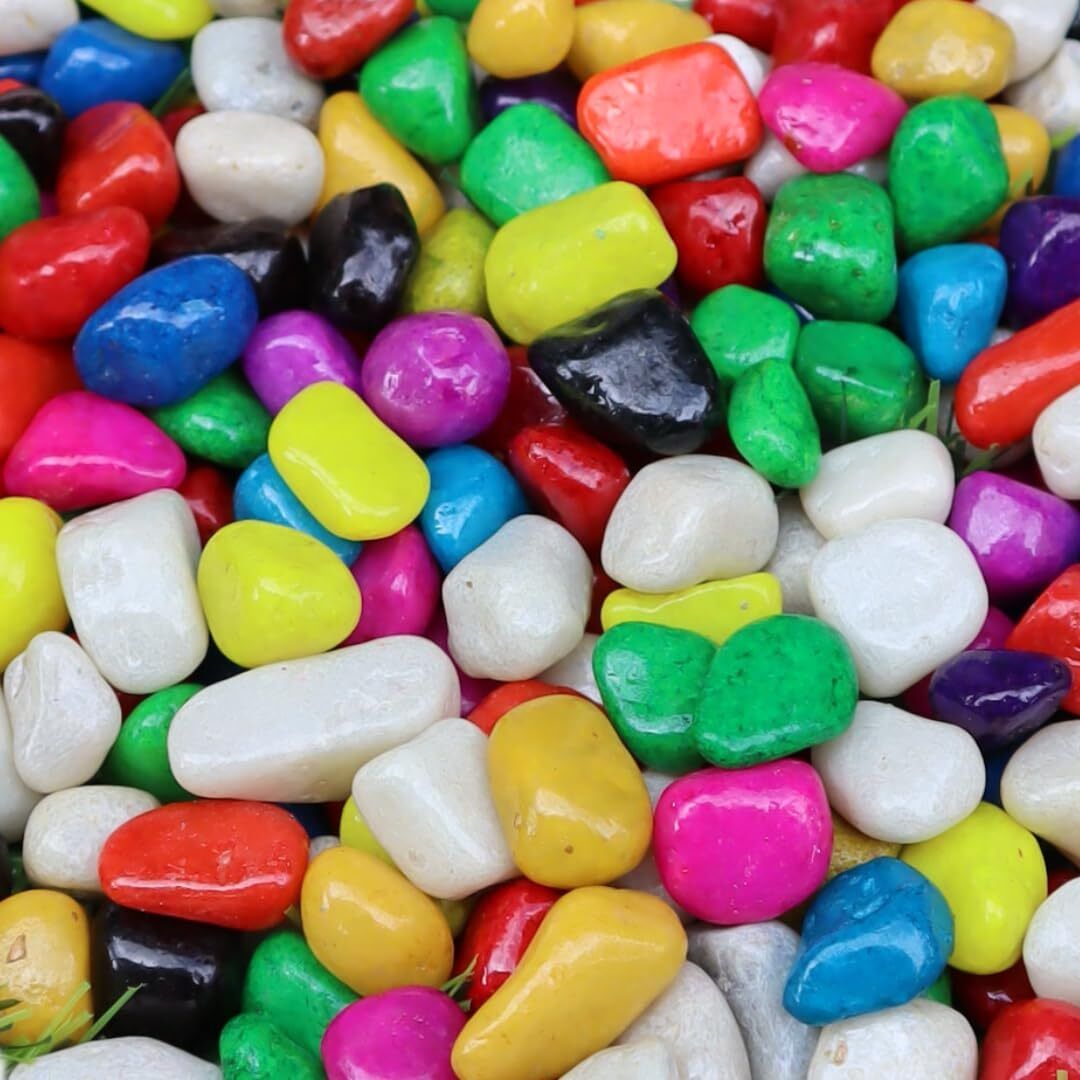 omiyage Multi-Color Stones Decorative-Perfect for Home Decor,Garden,AquariumDecor(500Gm) Polished Asymmetrical Marble Pebbles-picture-21