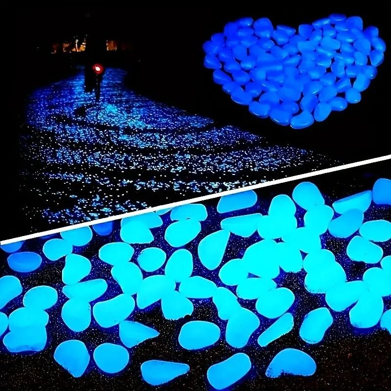100 Pieces Luminous Stones, Fluorescent Pebbles Glowing Pebbles Glow Stones Regular Oval Rock Stone