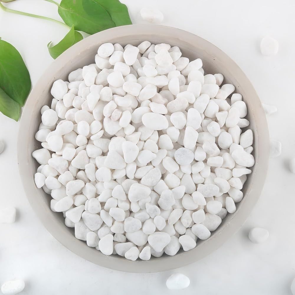 smab White Pebbles 5 Kg | Decorative Stones for Garden & Aquarium Polished Asymmetrical Marble Pebbles-picture-41