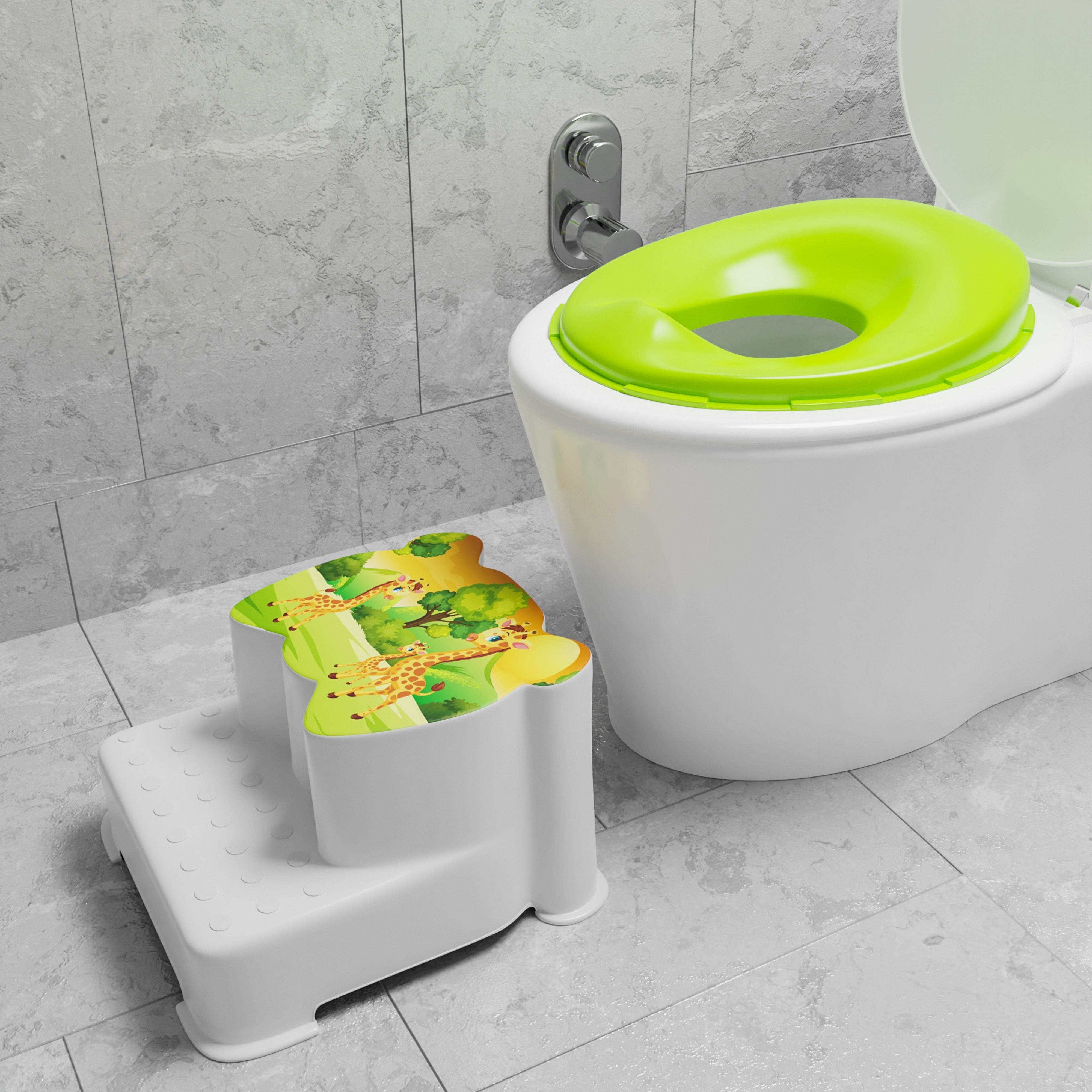 BABY TOILET TRAINING SEAT WITH STOOLS SAFARI GIRAFFIC DESING Western Commode-image-33