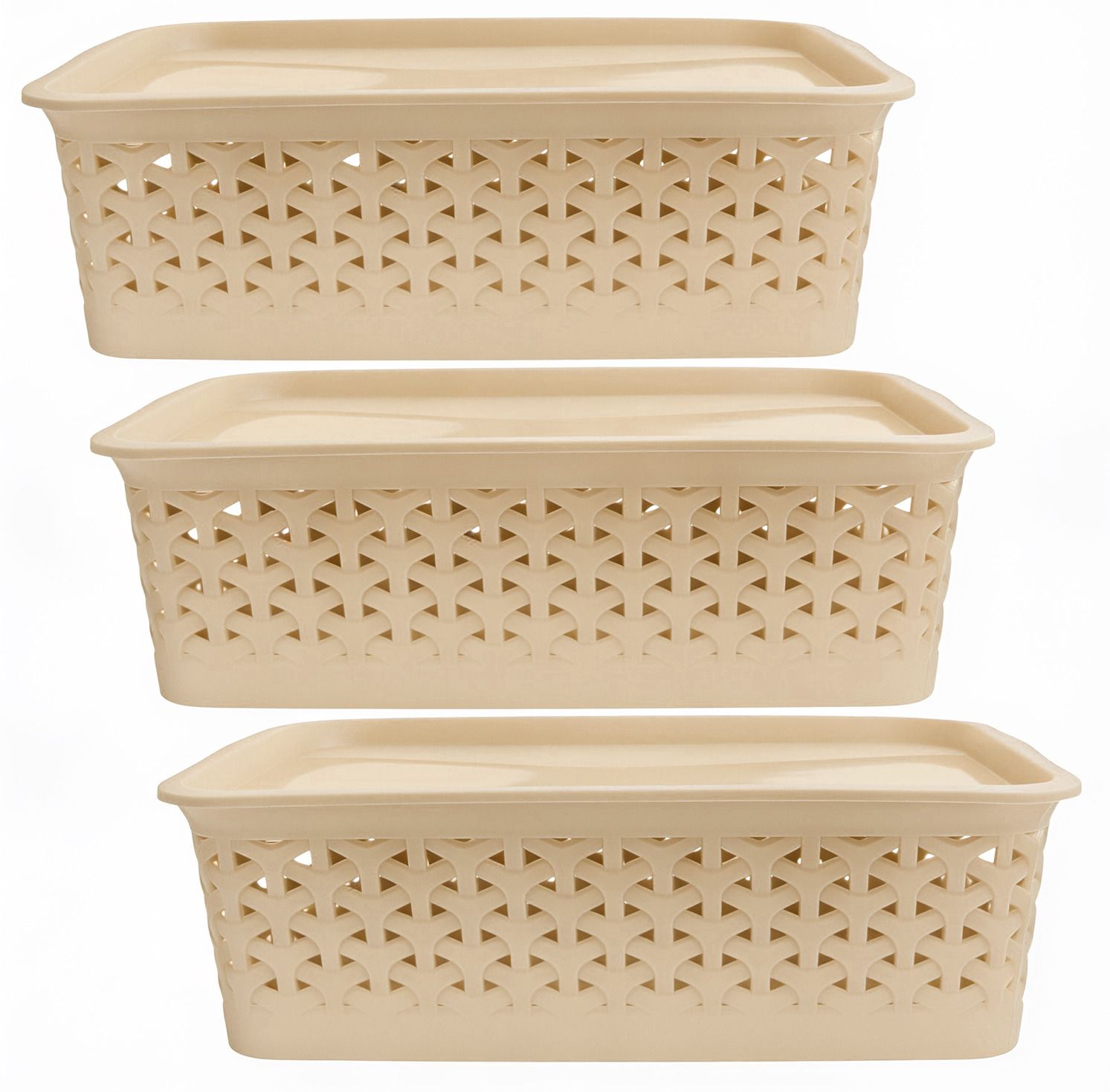 Plastic Everyday Medium Basket with Lid, Multi-Purpose Plastic Storage Baskets Storage Basket-image-1