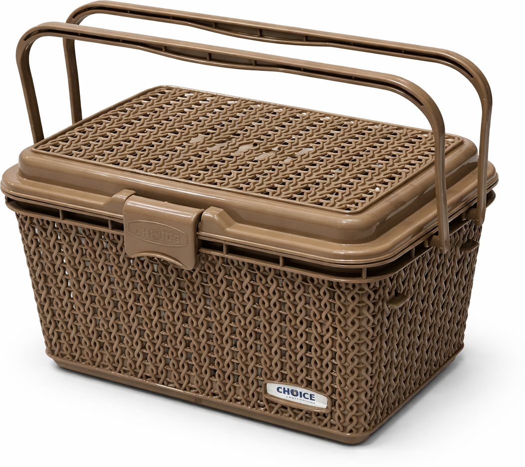 Plastic Compartment Storage Basket with Lid & Handle Sturdy Plastic Multipurpose use Storage Basket-image-30