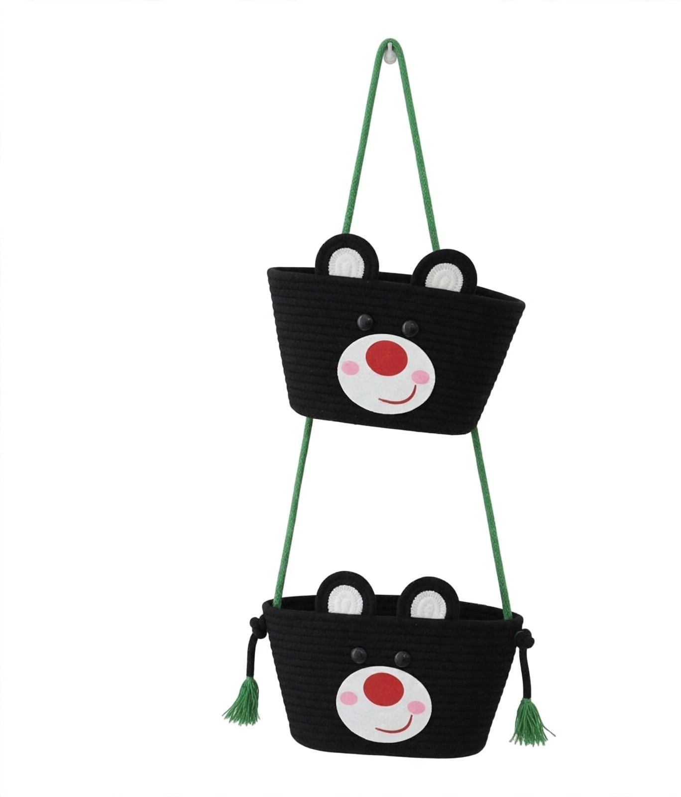 Jute Wall Hanging Storage Baskets - 2 Layer Over The Door Organizer Black Storage Basket-image-13