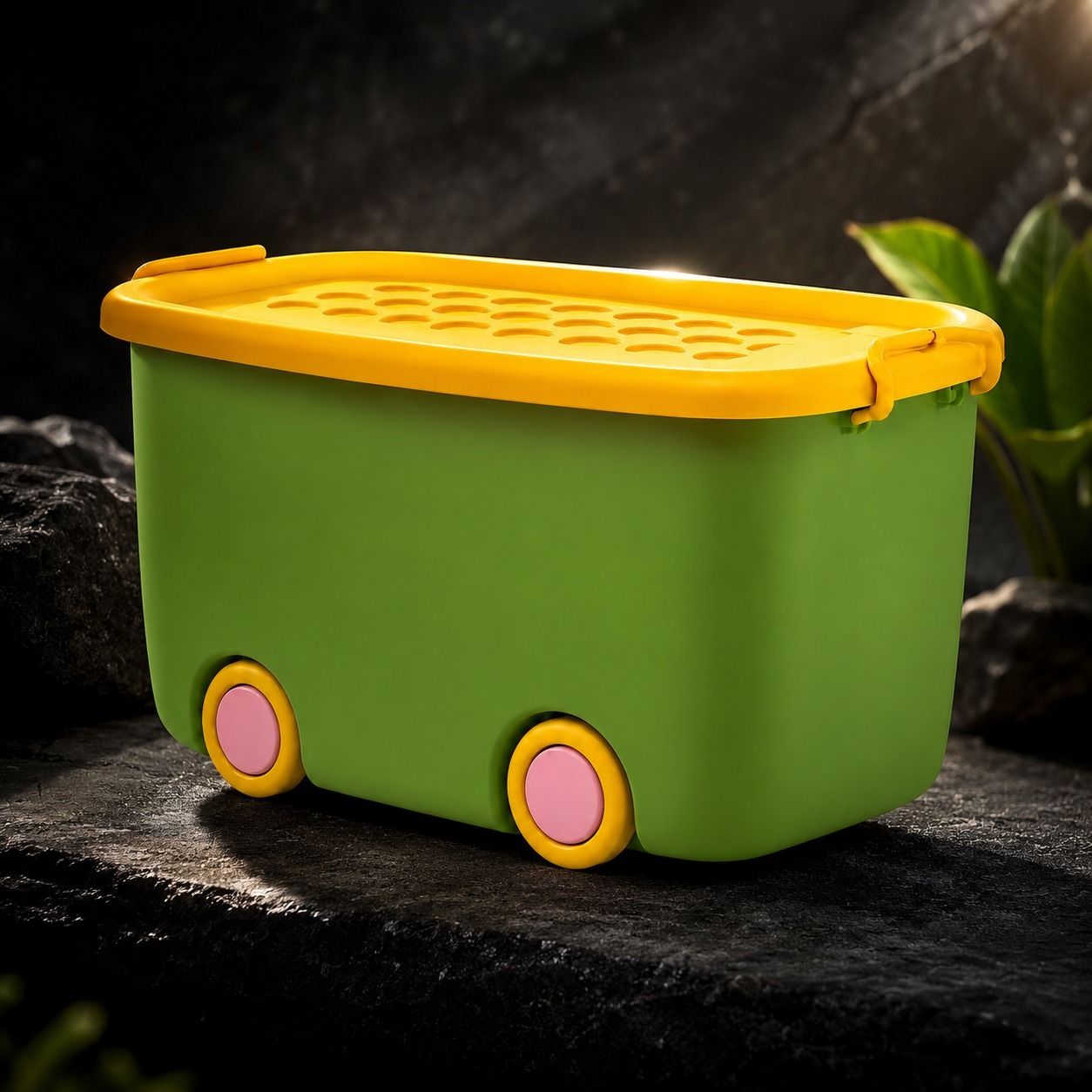 Plastic Large Plastic Toy Storage Box with Wheels Storage Basket-image-26