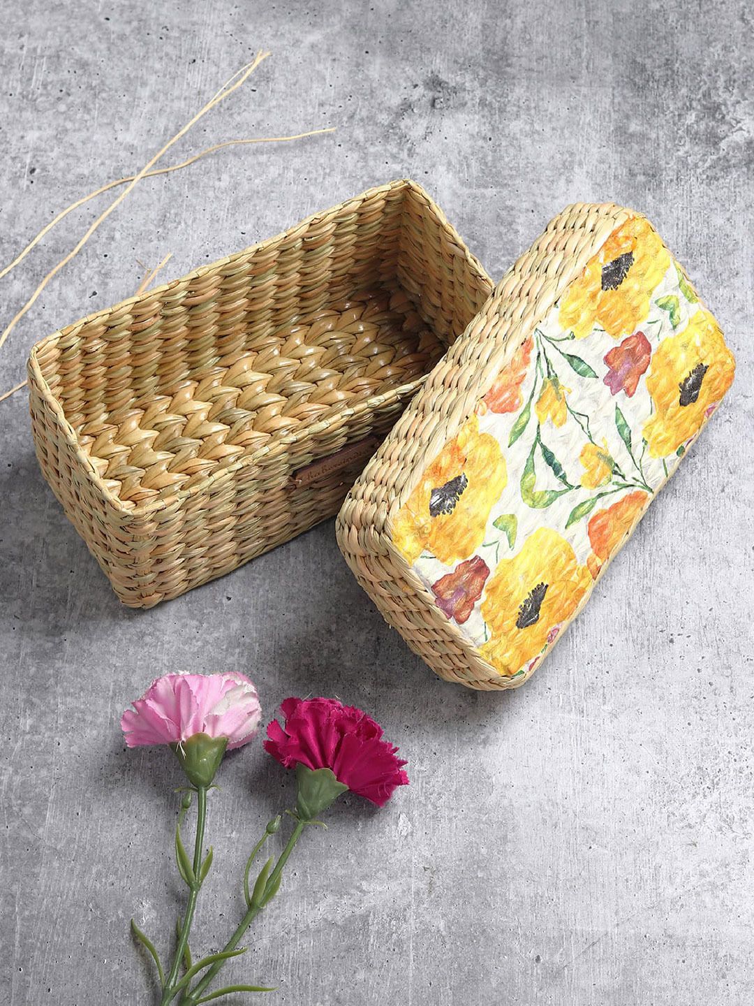 Seagrass Stylish Seagrass Lid Box for Closet, Desk & Home Organization Storage Basket-image-20