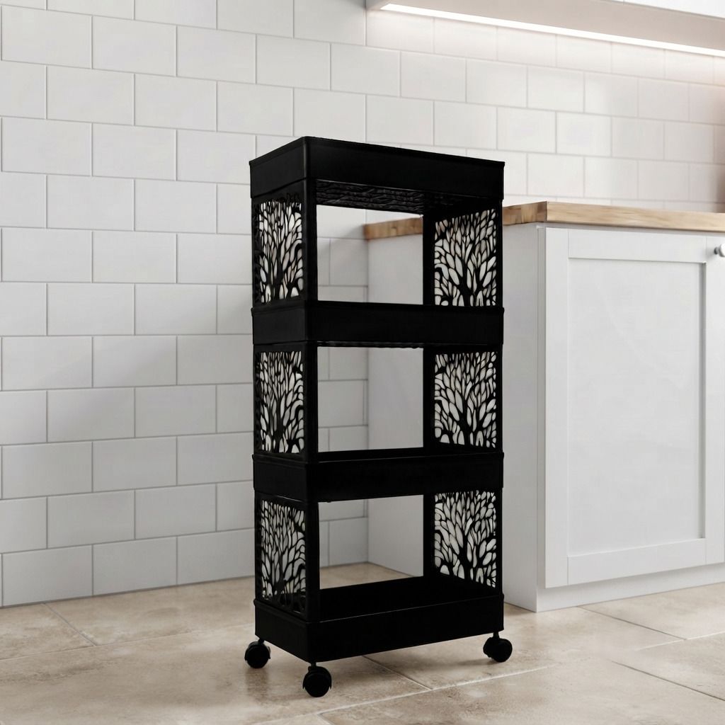maxtid Plastic Multilaye Vertical trolley for Modern Compact Living Storage Basket-picture-29