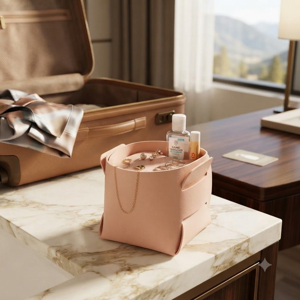 Polyester pink Storage Basket-image-29