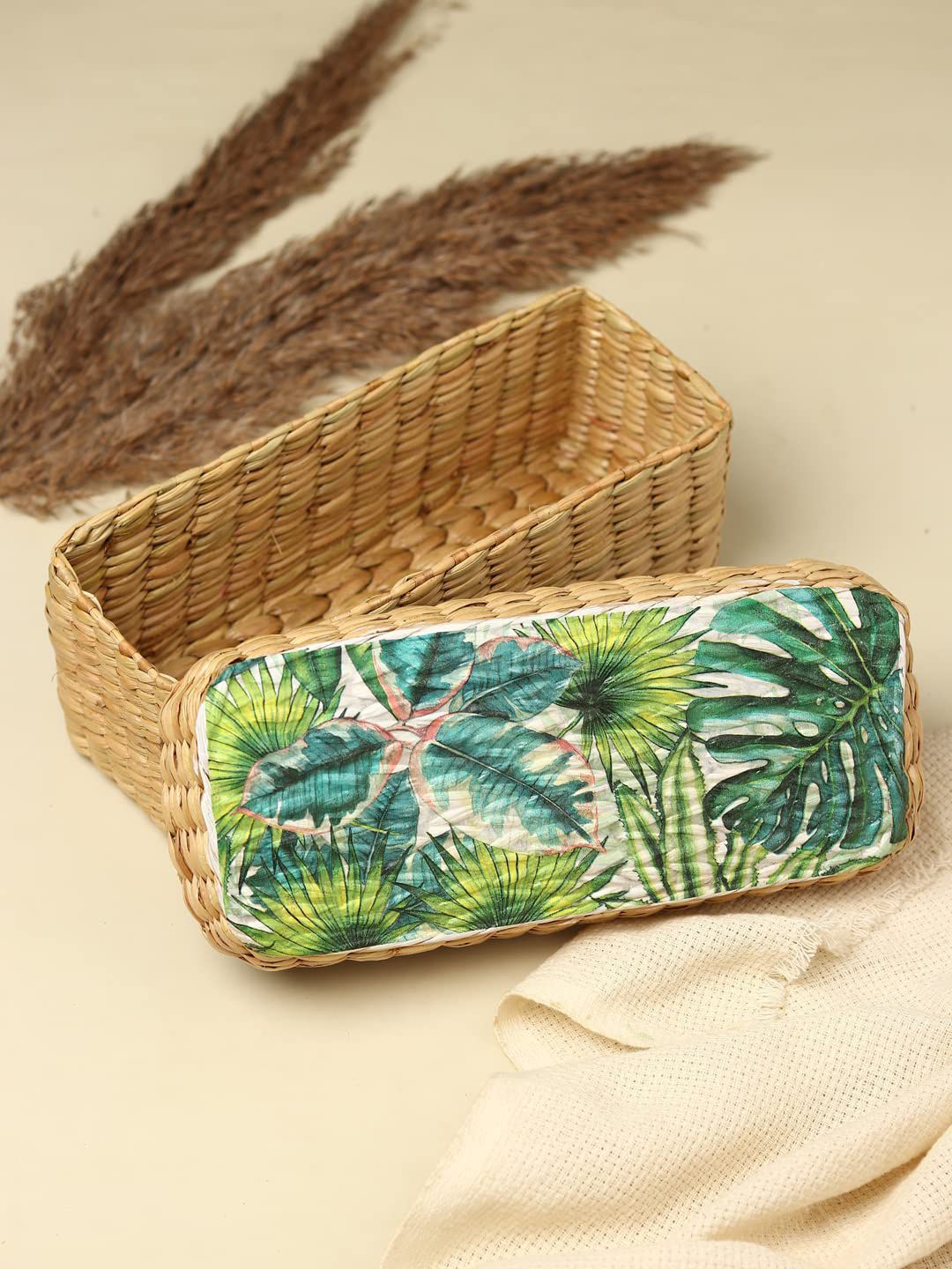 habereindia Seagrass Handwoven Long Seagrass Storage Box for Scarves, Accessories & Small Items Storage Basket-picture-34