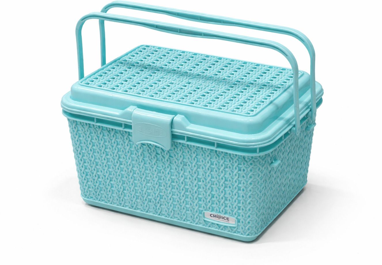 Plastic Compartment Storage Basket with Lid & Handle Sturdy Plastic Multipurpose use Storage Basket-image-32