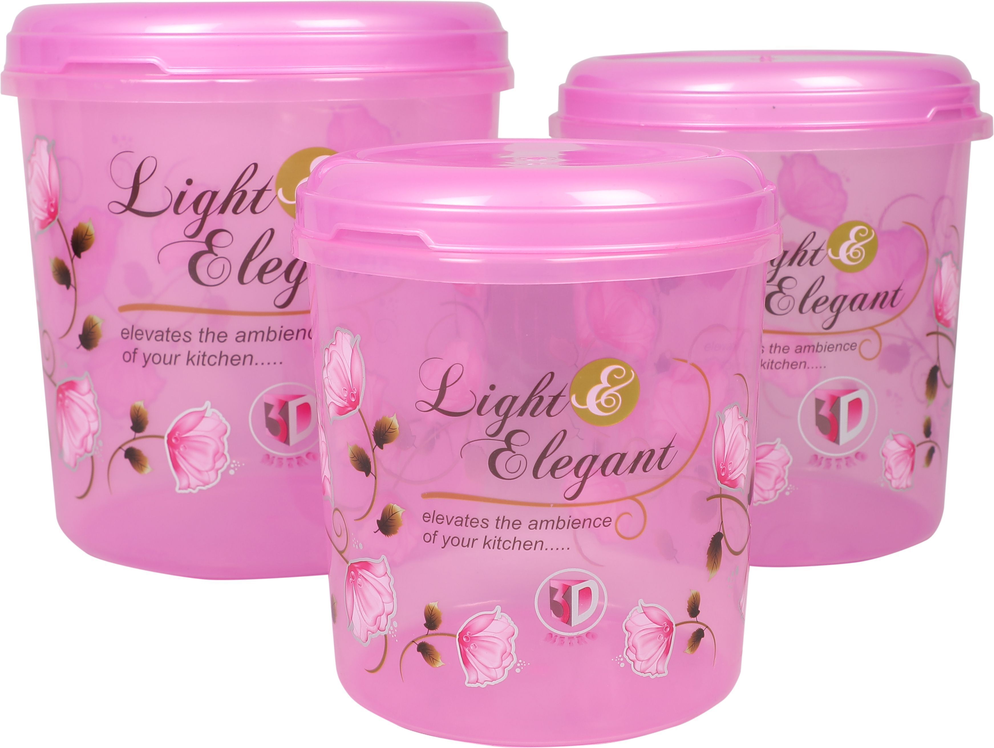 Plastic Storewell Container 3 PCS Set 5kg 7.5kg 10kg Printed Storage Basket