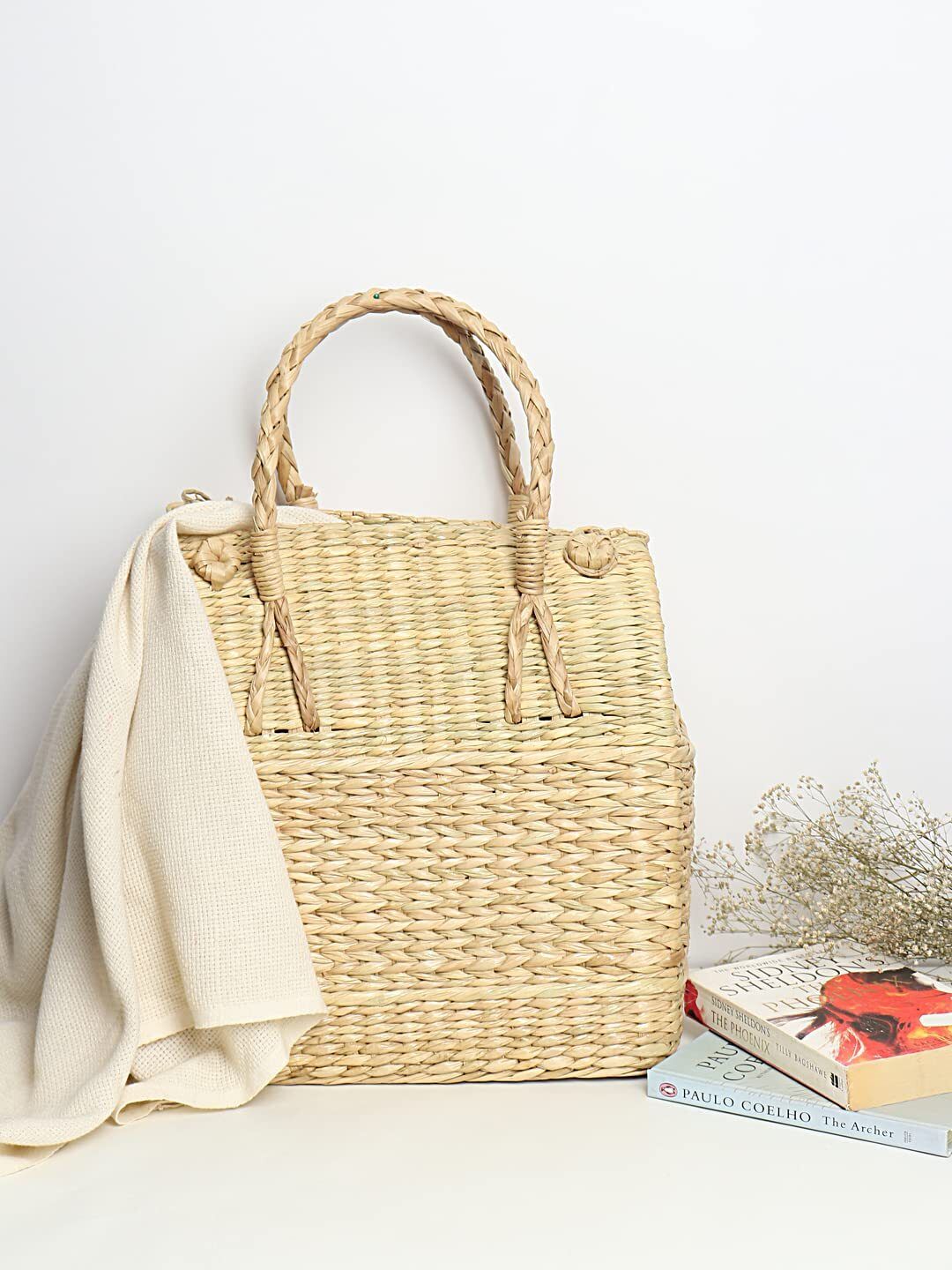 Seagrass Natural Seagrass Outdoor Picnic Tote for Lunch, Snacks & Weekend Trips Storage Basket-image-30