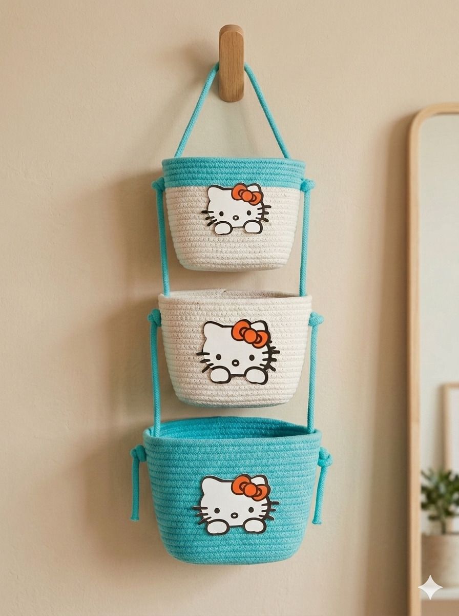 fabrich Cotton Adorable Hanging for Home Storage and Decor(Size 7*3*5inch) Storage Basket-picture-34