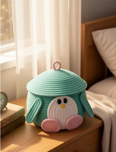 Cotton COTTON MATKA PINKACHU FACE BASKET WITH LID Storage Basket-image-9