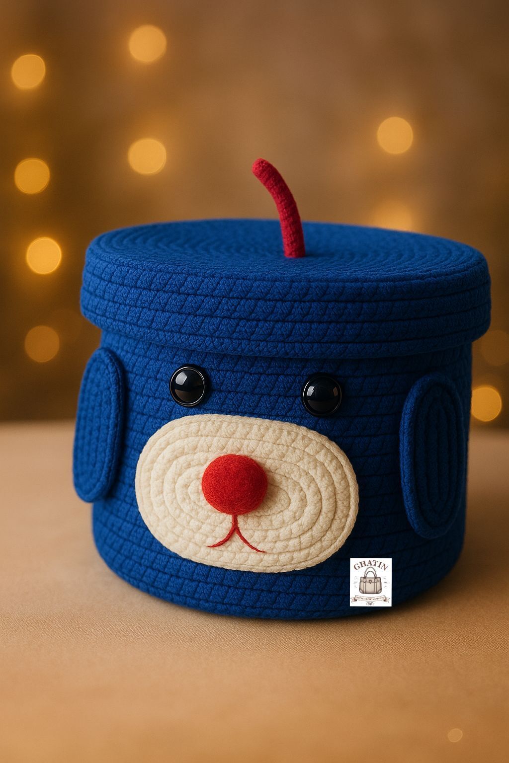 ghatin Cotton woven cylindrical storage basket with cap (lid) Storage Basket-picture-25
