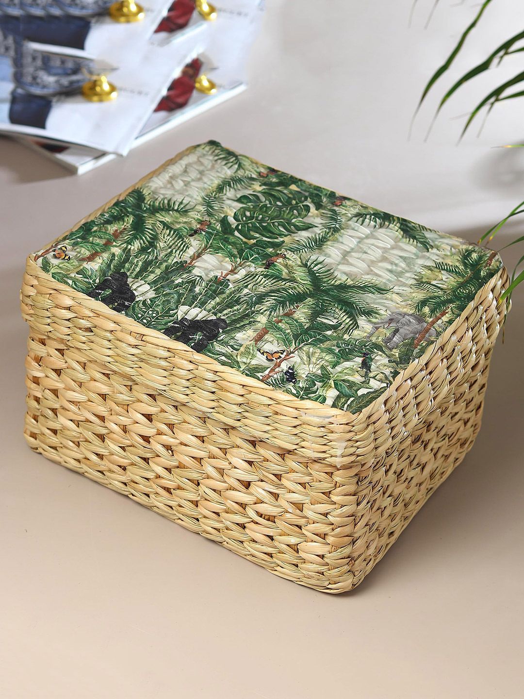 Seagrass Natural Seagrass Storage Box with Lid for Accessories & Daily Essentials Storage Basket-image-36