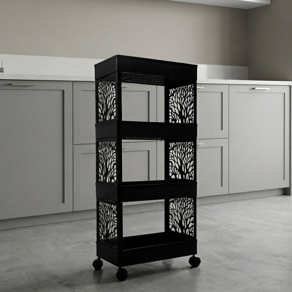 maxtid Plastic Multilayer Tall Standing trolley with Modern Utility Design Storage Basket-picture-30