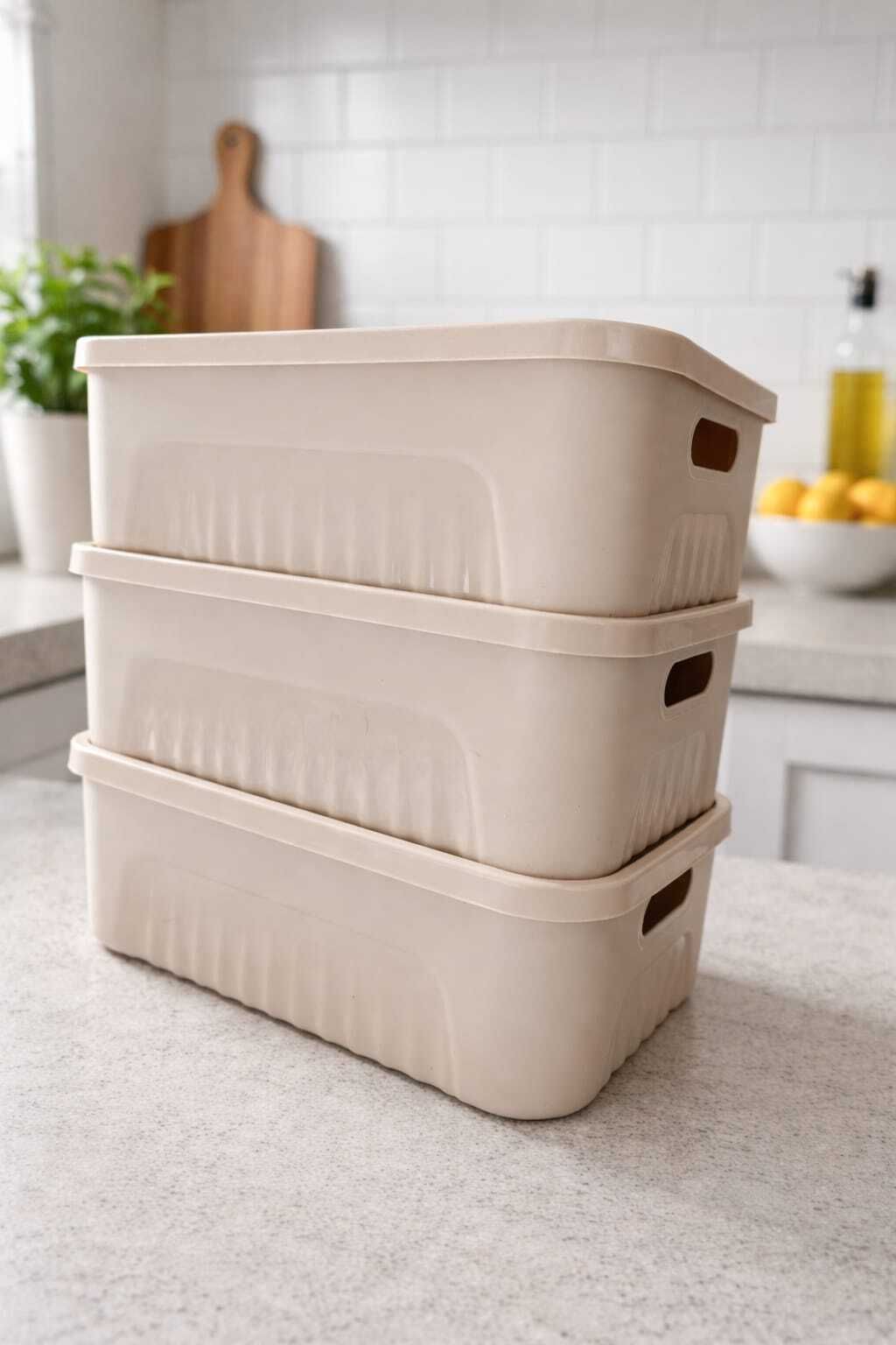 nisarg enterprise Plastic MULTI PURPOSE STORAGE BASKET WITH LID(PACK OF 3) Storage Basket-picture-43
