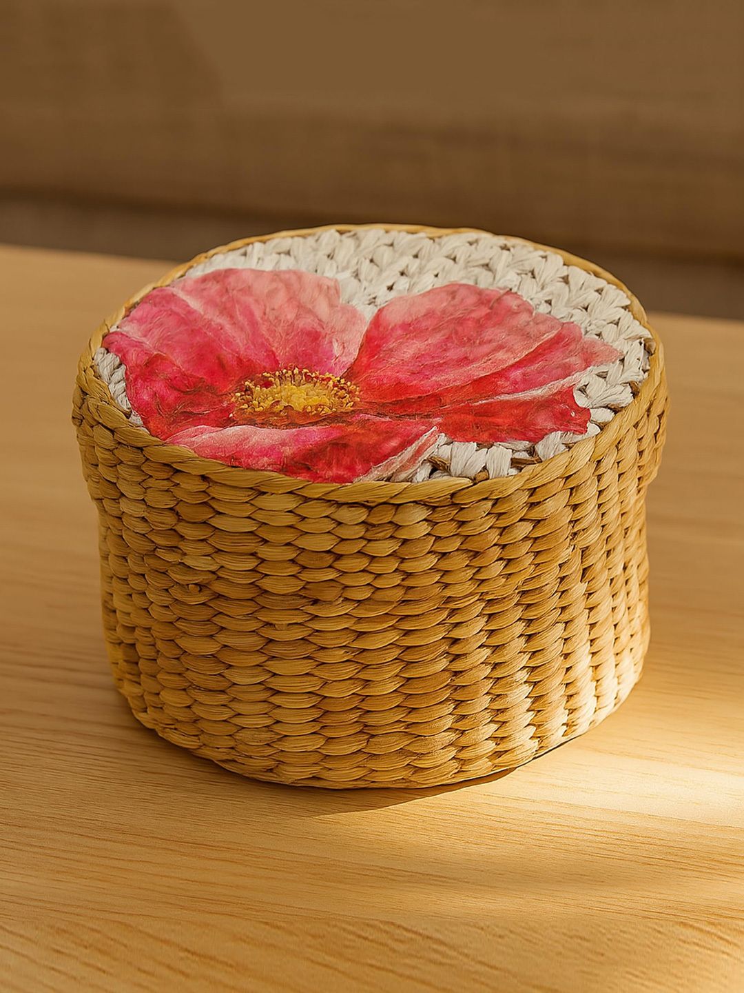habereindia Seagrass Stylish Seagrass Storage Box with Lid for Wardrobe, Desk & Home Use Storage Basket-picture-20