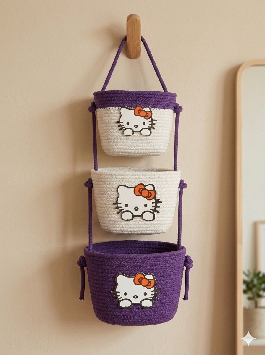 Cotton Adorable Hanging Hello Kitty for Home Storage and Decor(Size 7*3*5inch) Storage Basket-image-41