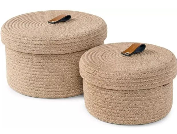 Jute Rope Storage Woven Shelf Basket, Tray, Bucket Organizer for Toys, Fruits,Kitchen Storage Basket