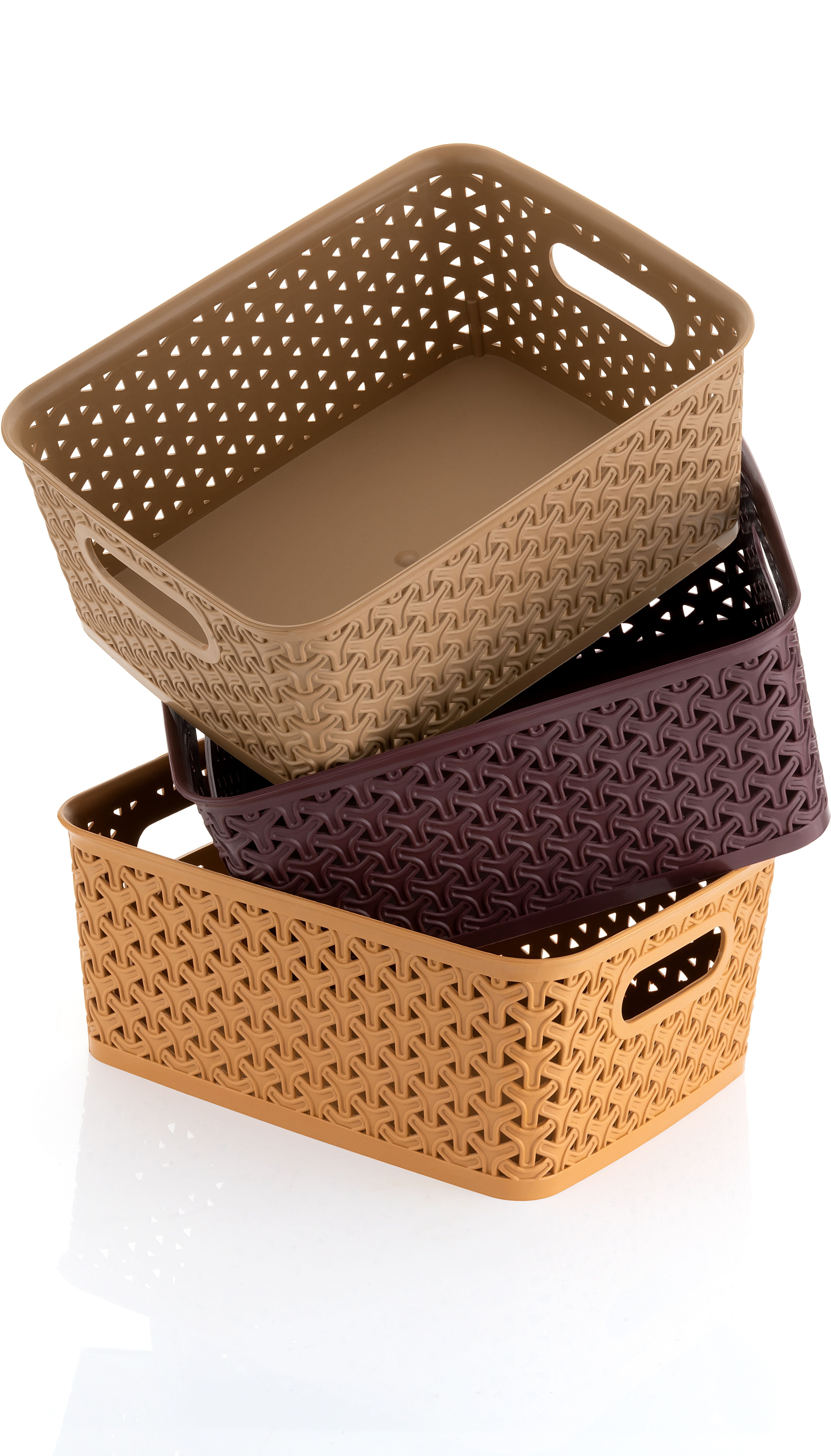 Plastic Plastic 3 Pieces Medium Size Multipurpose Solitaire Storage Basket (Pack of 3) Storage Basket