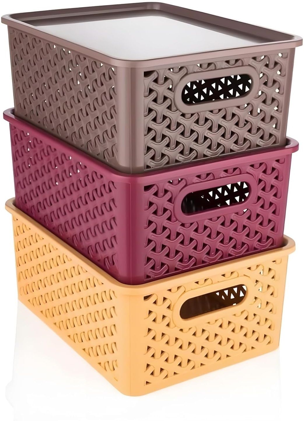 Plastic Storage Basket for Fruits,Vegetables,Magazines,Cosmetics,Kitchen Tool -with Lid Storage Basket-image-1