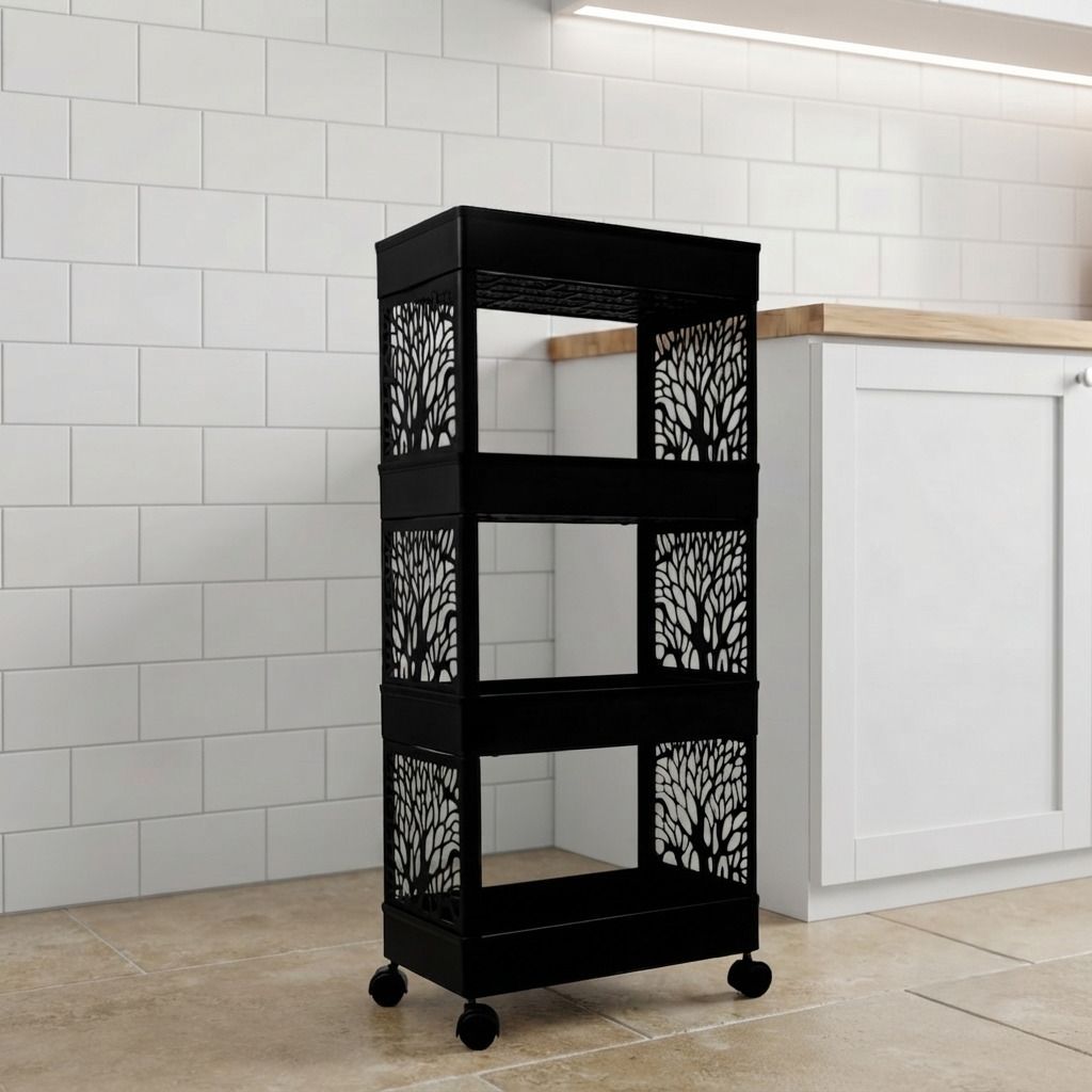 maxtid Plastic Multilayer Durable Plastic trolley for Daily Home Use Storage Basket-picture-34