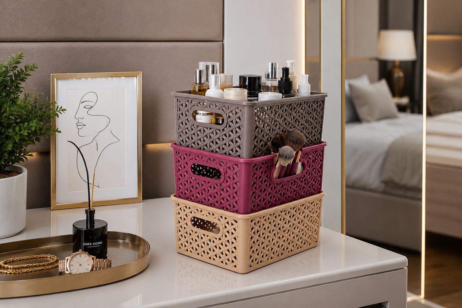 strepto Plastic BASKET WITH LID FOR MODEN USE Storage Basket-picture-11